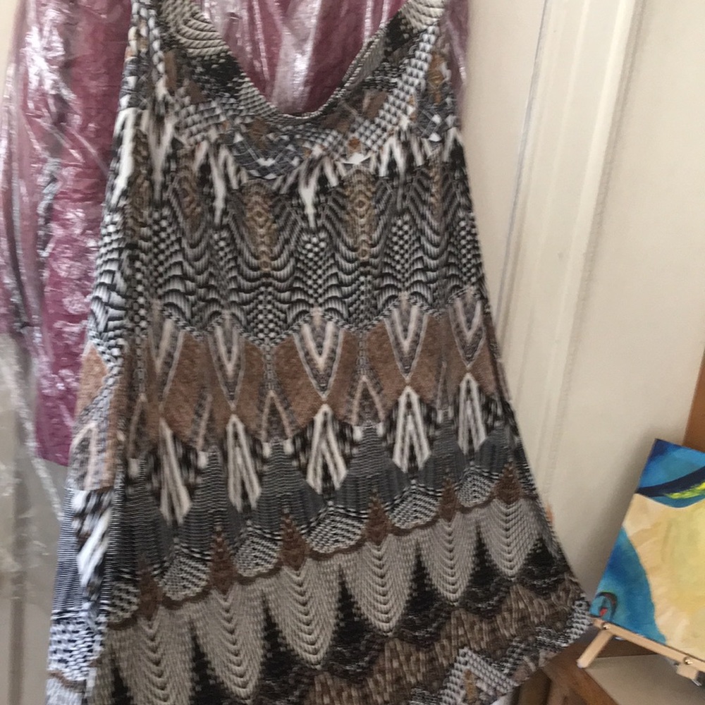 Jones New York midi A-line skirt,XL, shades of black, brown, beige, tan,cream